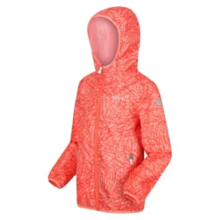 Regatta Childrens/Kids Lever Animal Print Packaway Waterproof Jacket (Neon Peach) -Outdoor Sports Store k32117e5e3d52db46817478a0a175fe6d