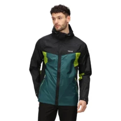 Regatta Mens Dresford Waterproof Jacket (Black/Pacific Green) -Outdoor Sports Store k44211defccb16cfcd9308e9d06d4e894