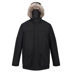 Regatta Mens Salinger II Faux Fur Insulated Parka (Black)