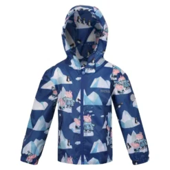 Regatta Childrens/Kids Penguin Peppa Pig Packaway Waterproof Jacket (Space Blue/Arctic