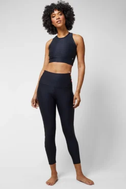 Medium Compression Rainbow Stripe 7/8 Leggings Black -Outdoor Sports Store k692d22fccad5ab2b581f09453809e871