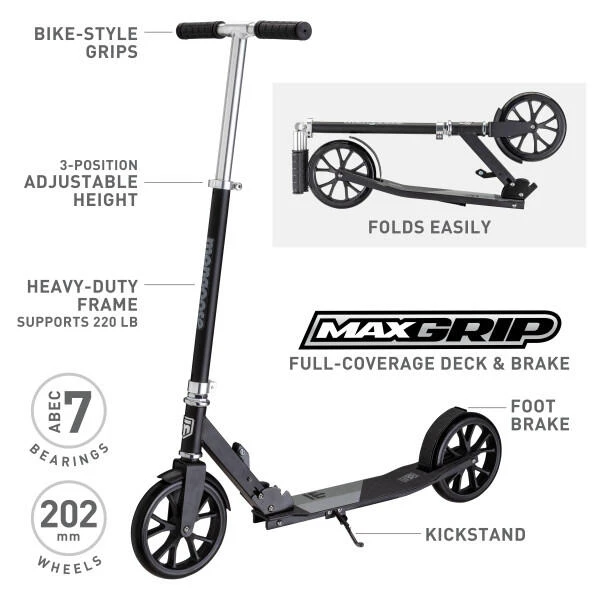 Trace 200 Folding Scooter Black & Grey Mongoose Trace 200 Folding Scooter Black & Grey -Outdoor Sports Store k802e6a2f3210b4204df1140ce696cb1b
