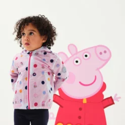 Regatta Childrens/Kids Peppa Pig Polka Dot Hooded Waterproof Jacket (Blush Red) -Outdoor Sports Store k852a73030b1c2170c60d99f78aae4c3d