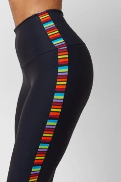 Medium Compression Rainbow Stripe 7/8 Leggings Black -Outdoor Sports Store k9b33851a2be15549a016b3a128b48eb6