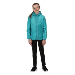 Regatta Great Outdoors Childrens/Kids Lever II Packaway Rain Jacket (Pacific Green) -Outdoor Sports Store kd4542f8b3bf2d5a420d4a2801b00b296