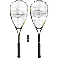 Dunlop Biotec Titanium Squash Racket Twin Set, Inc Protective Covers & 3 Squash
