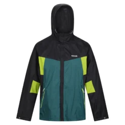 Regatta Mens Dresford Waterproof Jacket (Black/Pacific Green)